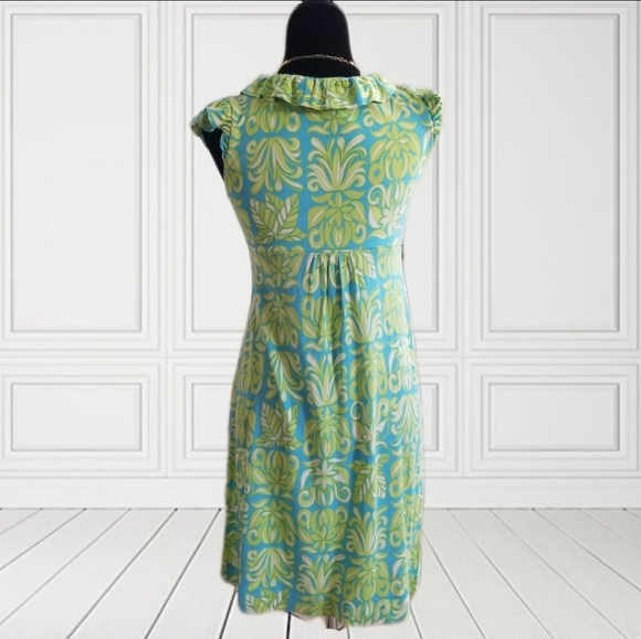 Lilly Pulitzer Green & Blue Ruffle Dress - Picture 2 of 4